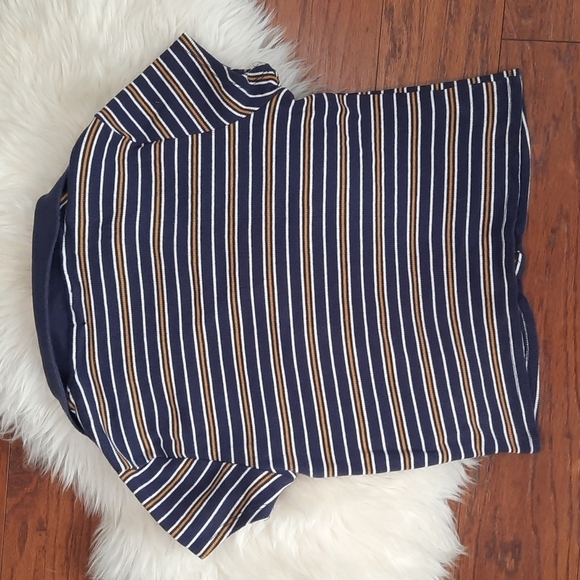 Vintage Y2k Ribbed Striped Button Front Crop Top - Picture 2 of 5